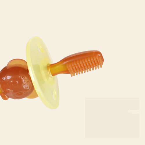 EverSmileCo™ Baby Silicone Training Toothbrush | BPA-Free | Nano Silver | 6+ Months | Brown & Coffee